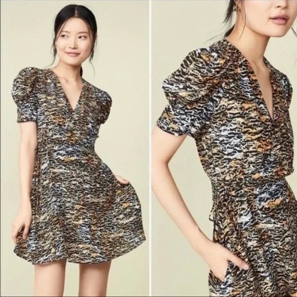 saloni lea wrap mini dress Saloni $595 Saloni Lea wrap floral black mini wrap Silk dress size 2